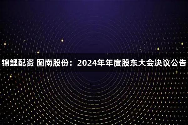 锦鲤配资 图南股份：2024年年度股东大会决议公告
