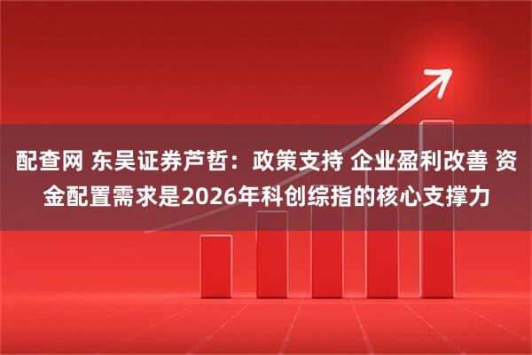 配查网 东吴证券芦哲：政策支持 企业盈利改善 资金配置需求是2026年科创综指的核心支撑力