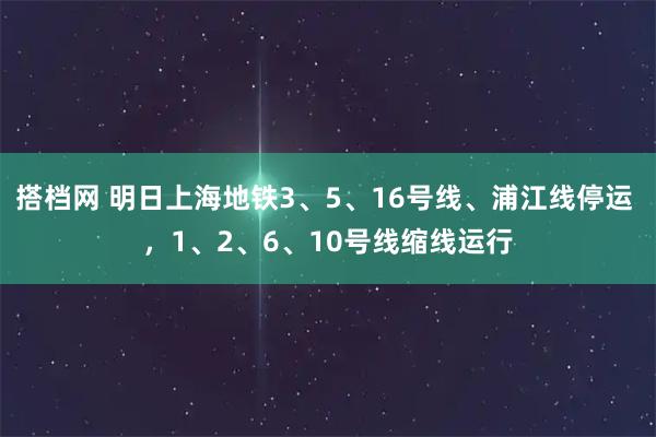 搭档网 明日上海地铁3、5、16号线、浦江线停运 ，1、2、6、10号线缩线运行